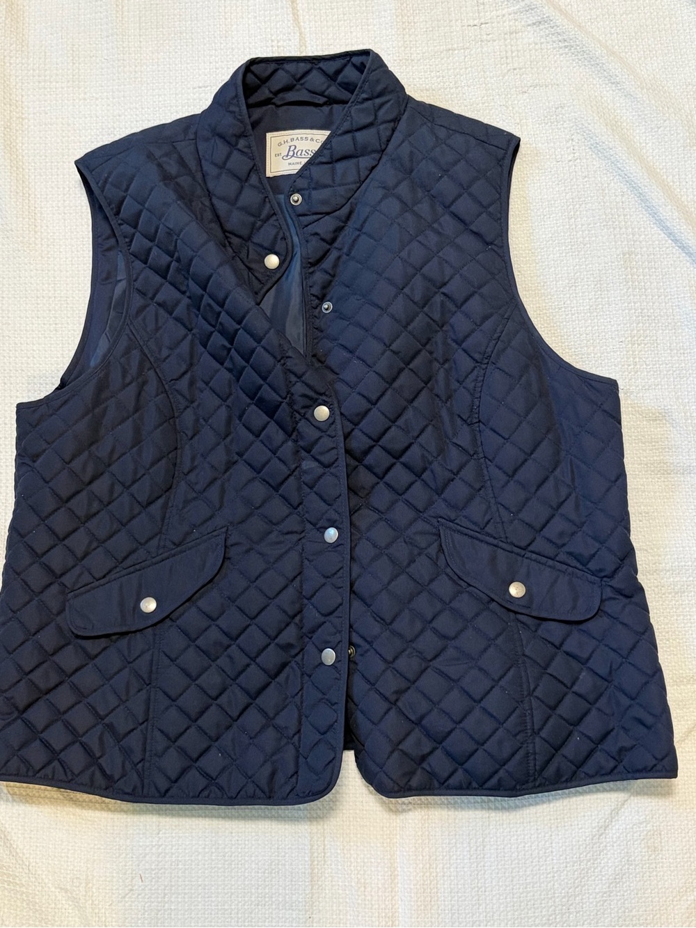Bass Quilted Navy Snap-Front Vest